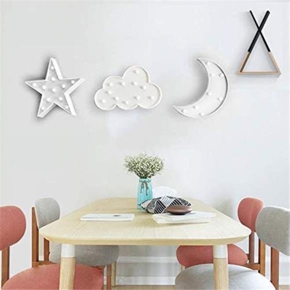3 PCS 3D Crescent Moon Light Cloud Led Star Lamp, Decorative Night Lights Room - Picture 7 of 7